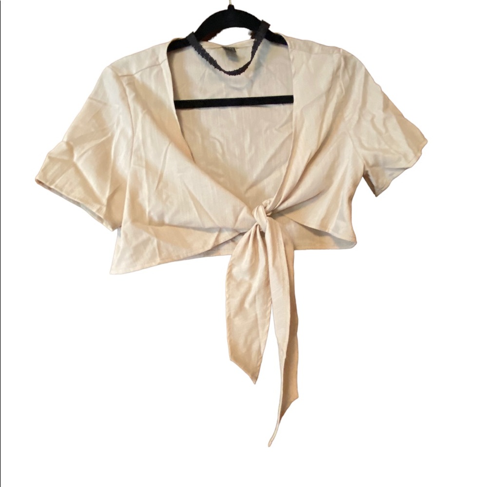SHEIN Medium Beige Tie crop top
